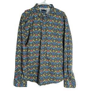 Porter & Ash Adult X Large‎ Navy Floral Button Up Long Sleeve Beach Spring